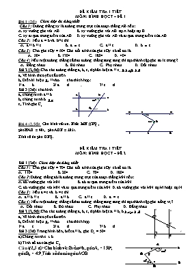 Đề kiểm tra 1 tiết môn Hình học lớp 7